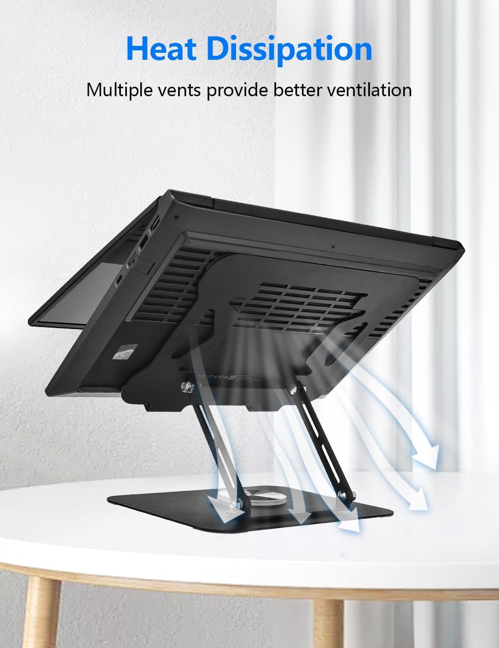 Laptop Stand for Desk, Adjustable Computer Stand with 360° Rotating Base, Laptop Riser Compatible with MacBook Air/Pro, Dell, HP, Lenovo and All 10-17'' Laptops