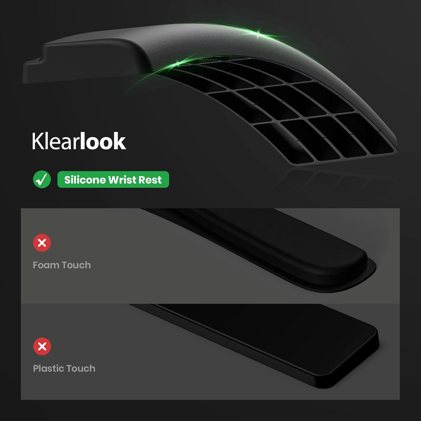 Compact Keyboard Stand w/Silicone Wrist Rest & 3-Level Height Adjustment, Klearlook Acrylic 16.85 x 5.5 inches Space-Saving Computer Keyboard Riser w/Storage Slot for Comfortable Typing - Black