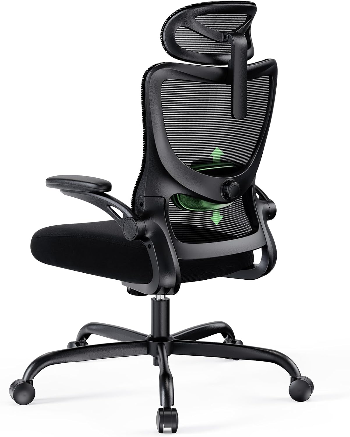 Marsail Office Chair Ergonomic Desk Chair with 3 Ways PU Armrests and Adjustable Lumbar Support Breathable Mesh Computer Chair Executive Rolling Swivel Comfy Task Chair for Home Office Gaming