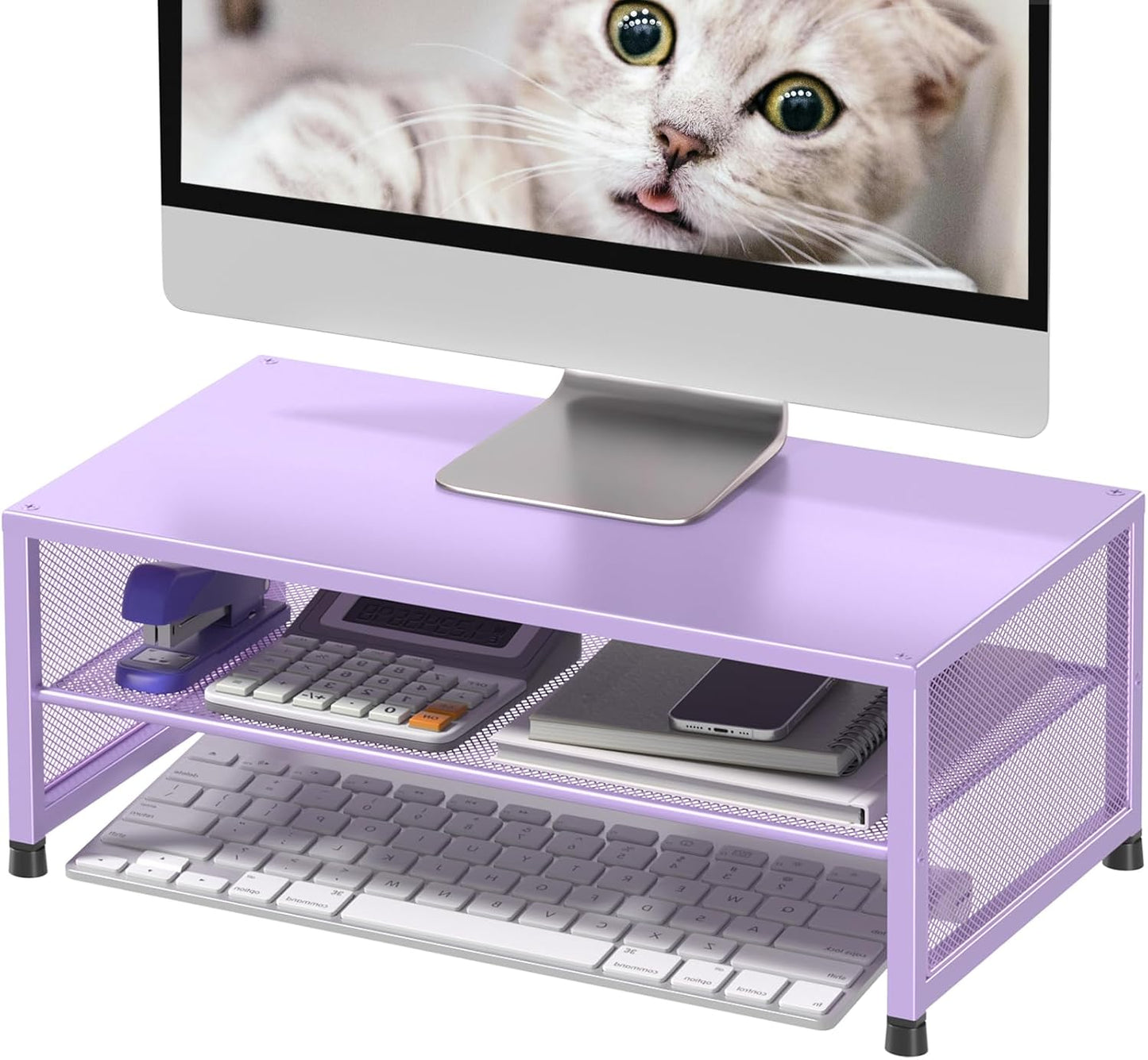 Desk Organizers and Accessories, Computer Monitor Stand Riser, Printer & Laptop Stand, Office Desk Accessories & Desktop Workspace Organizers for Office Supplies (Black)