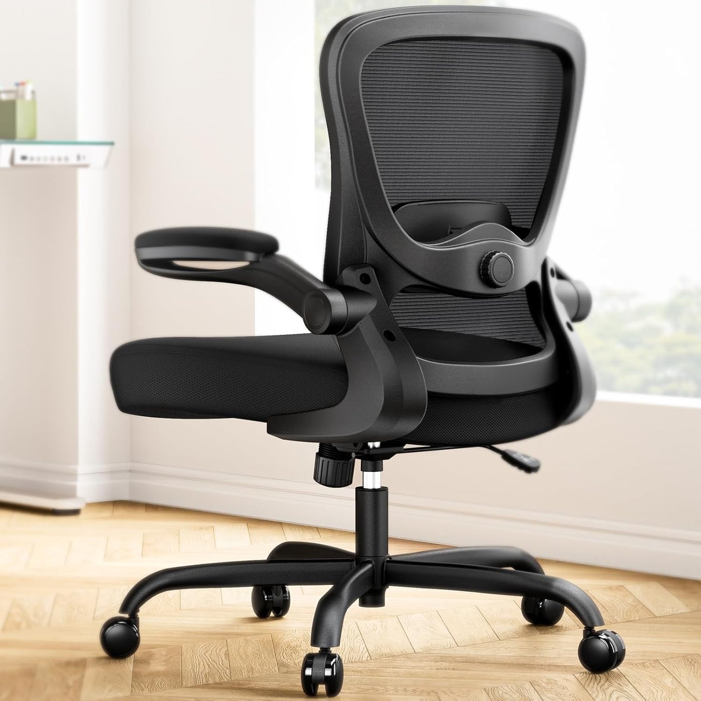 Marsail Ergonomic Office Chair: Ergonomic Gaming Chair with 3D Headrest, 3D Lumbar Support, Flip-up Armrests, High Back Adjustable Desk Chair with 90-120° Tilt Lock, Thick Cushion (Black)