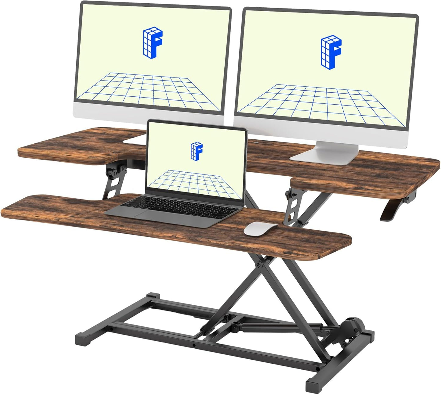FLEXISPOT 35in Standing Desk Converter Height Adjustable Sit to Stand up Desk Riser Computer Workstation with Keyboard Tray Wide 2-Tier Desktop Black
