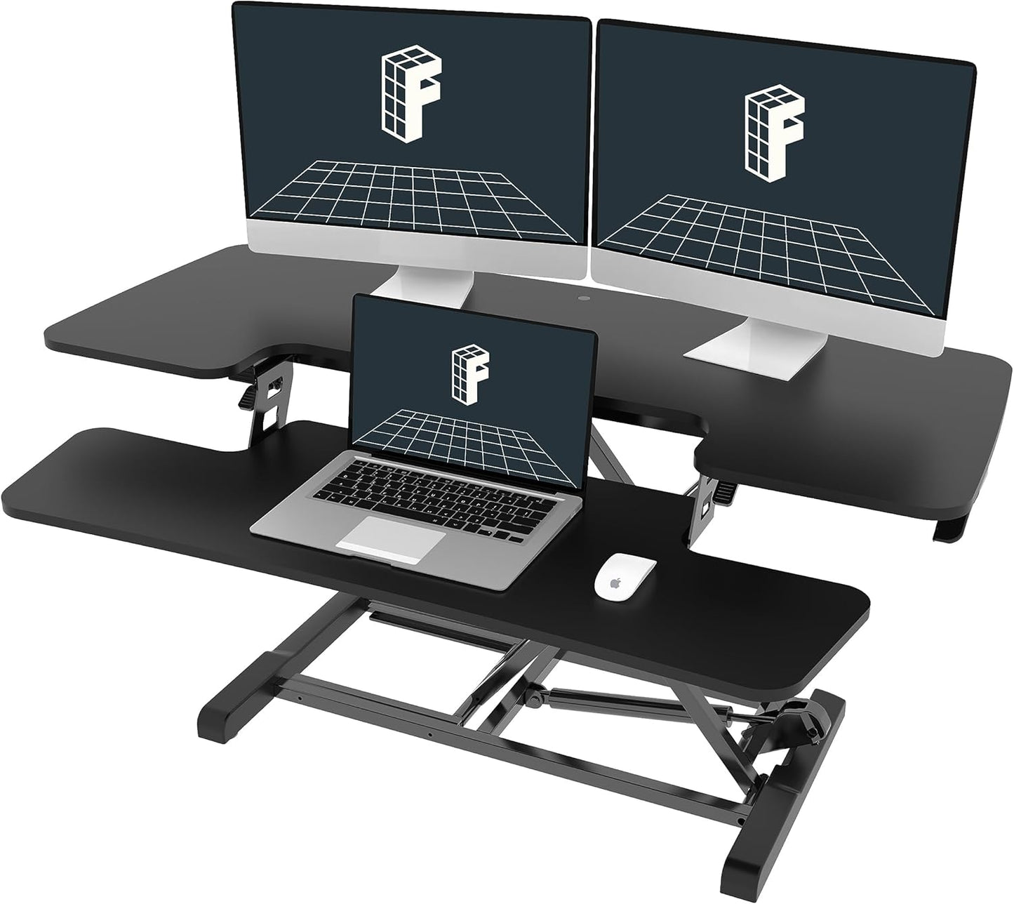 FLEXISPOT 35in Standing Desk Converter Height Adjustable Sit to Stand up Desk Riser Computer Workstation with Keyboard Tray Wide 2-Tier Desktop Black