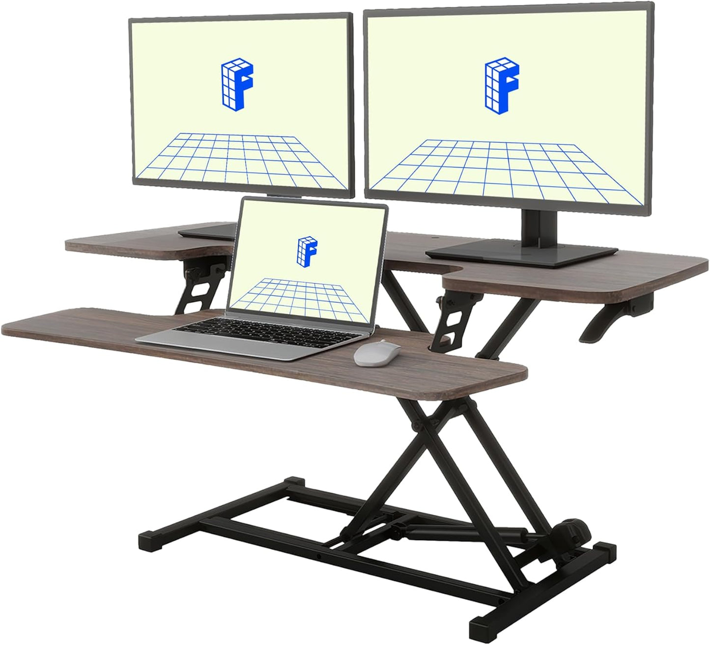 FLEXISPOT 35in Standing Desk Converter Height Adjustable Sit to Stand up Desk Riser Computer Workstation with Keyboard Tray Wide 2-Tier Desktop Black