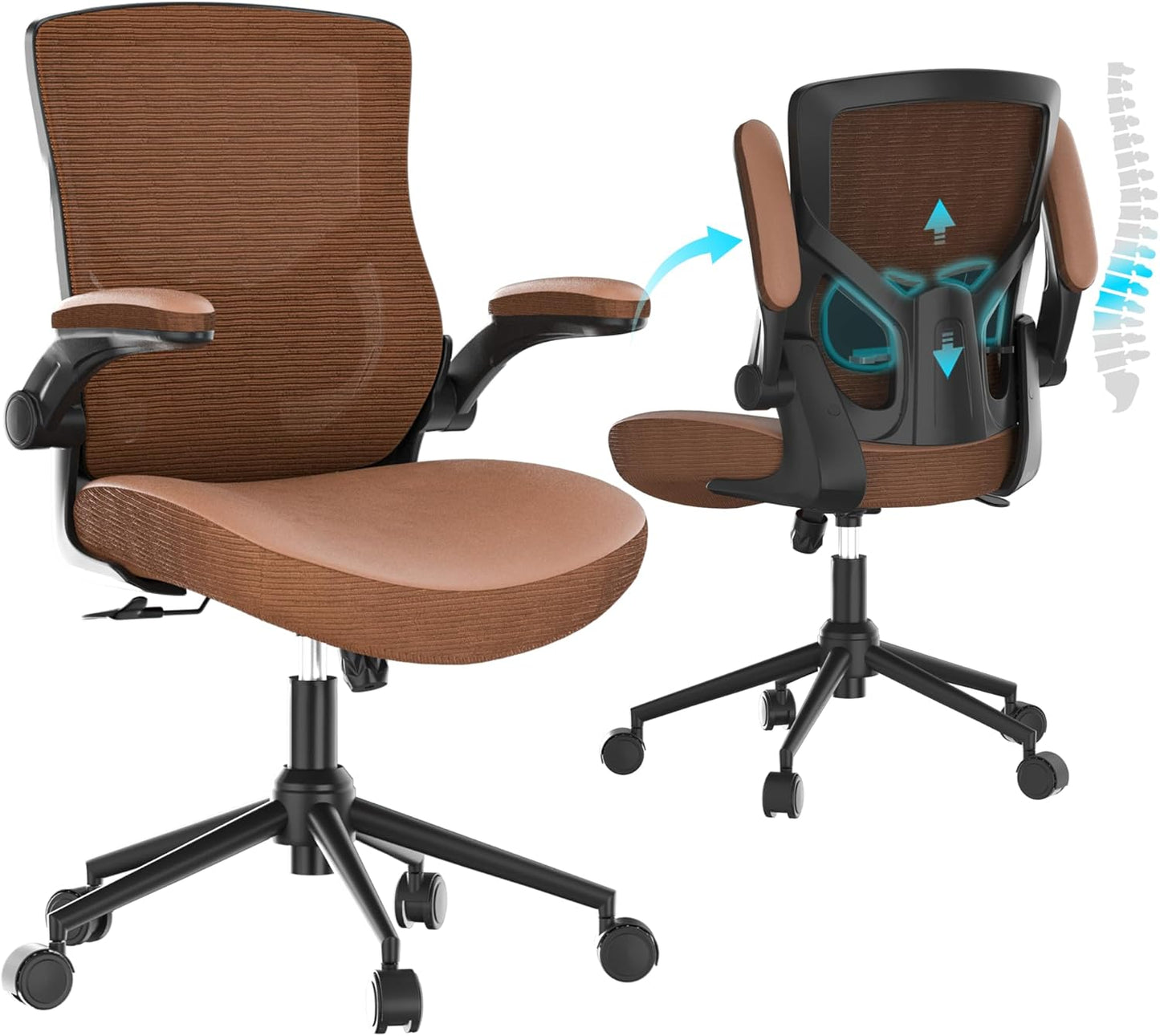 Office Chair, High Back Desk Chair Adjustable Height and Ergonomic Design Home Office Computer Chair Executive Lumbar Support Padded Flip-up Armrest Swivel Task Chair