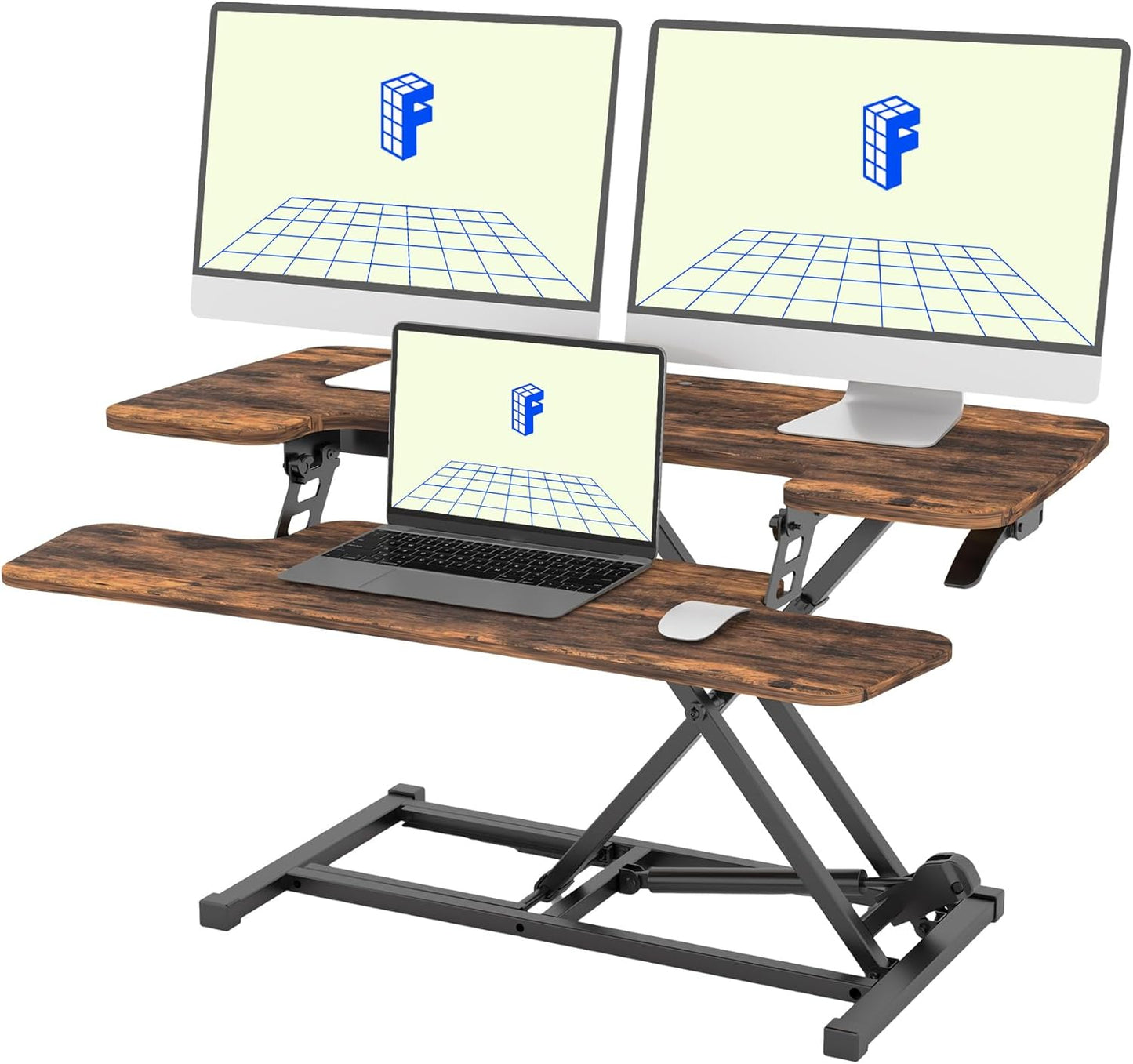 FLEXISPOT 35in Standing Desk Converter Height Adjustable Sit to Stand up Desk Riser Computer Workstation with Keyboard Tray Wide 2-Tier Desktop Black
