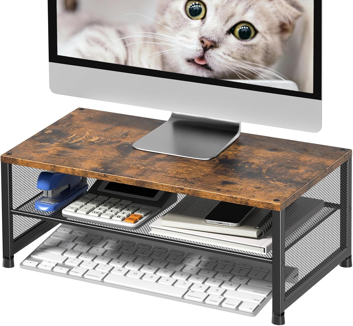 Desk Organizers and Accessories, Computer Monitor Stand Riser, Printer & Laptop Stand, Office Desk Accessories & Desktop Workspace Organizers for Office Supplies (Black)
