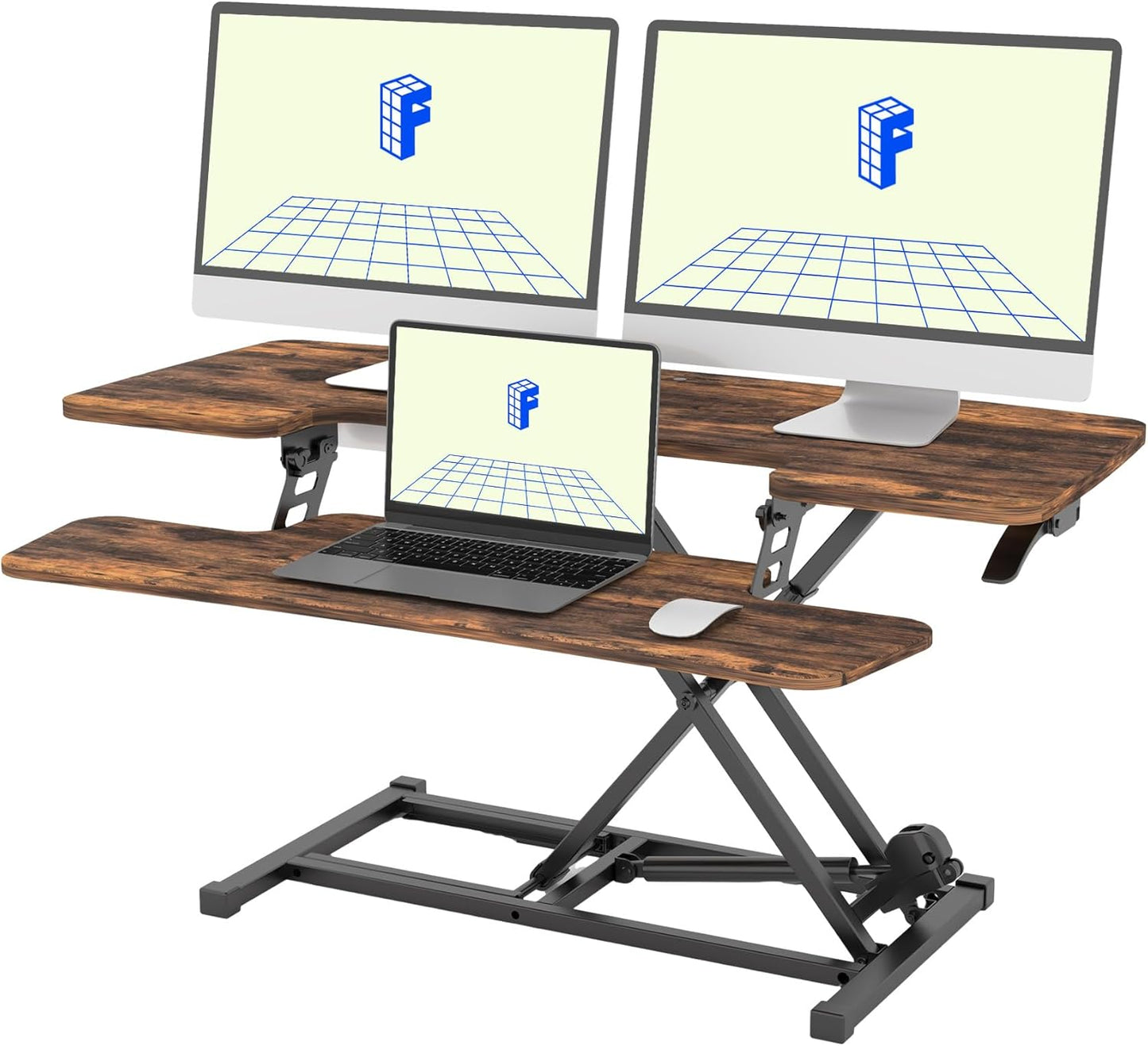 FLEXISPOT 35in Standing Desk Converter Height Adjustable Sit to Stand up Desk Riser Computer Workstation with Keyboard Tray Wide 2-Tier Desktop Black