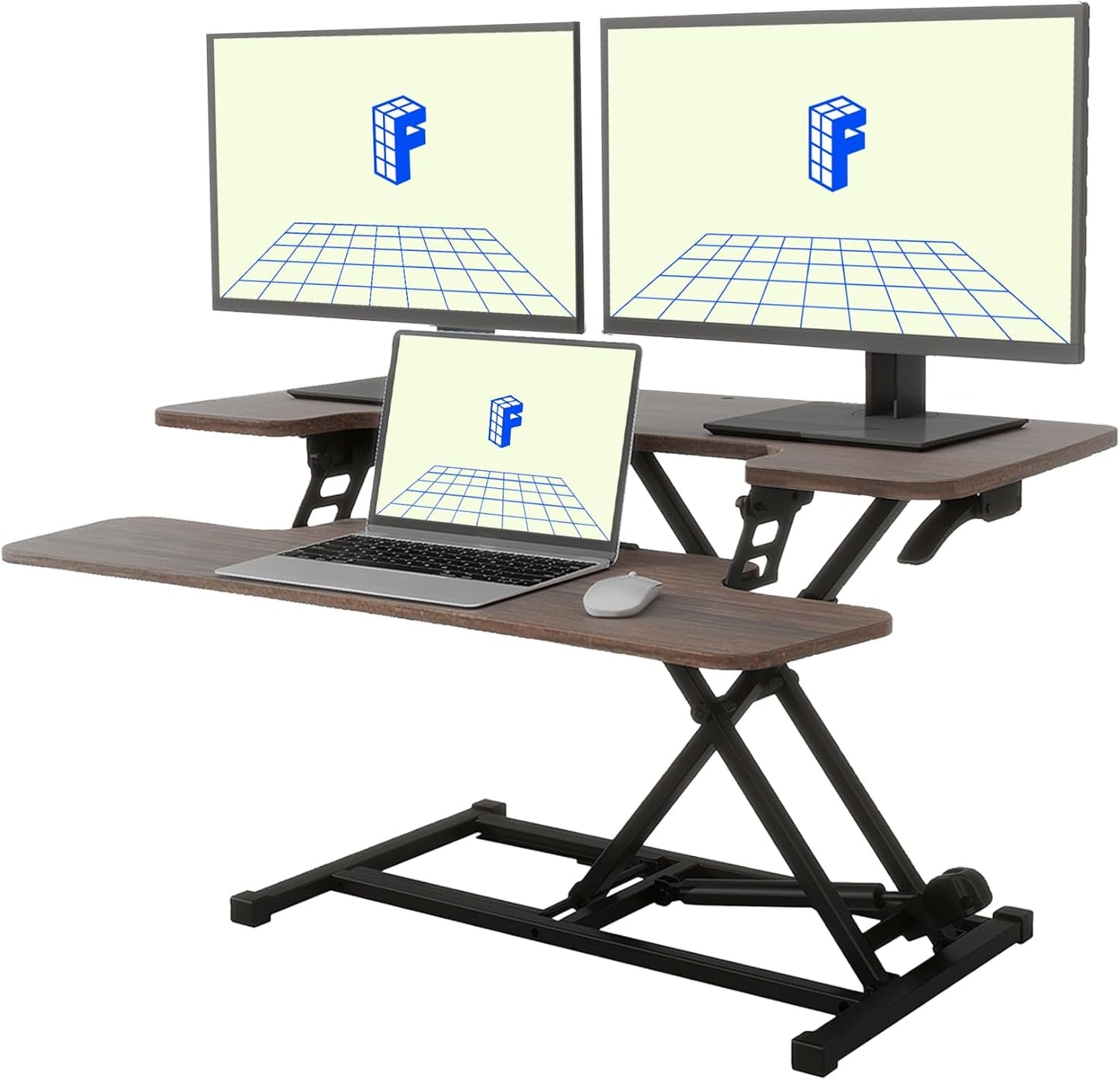FLEXISPOT 35in Standing Desk Converter Height Adjustable Sit to Stand up Desk Riser Computer Workstation with Keyboard Tray Wide 2-Tier Desktop Black