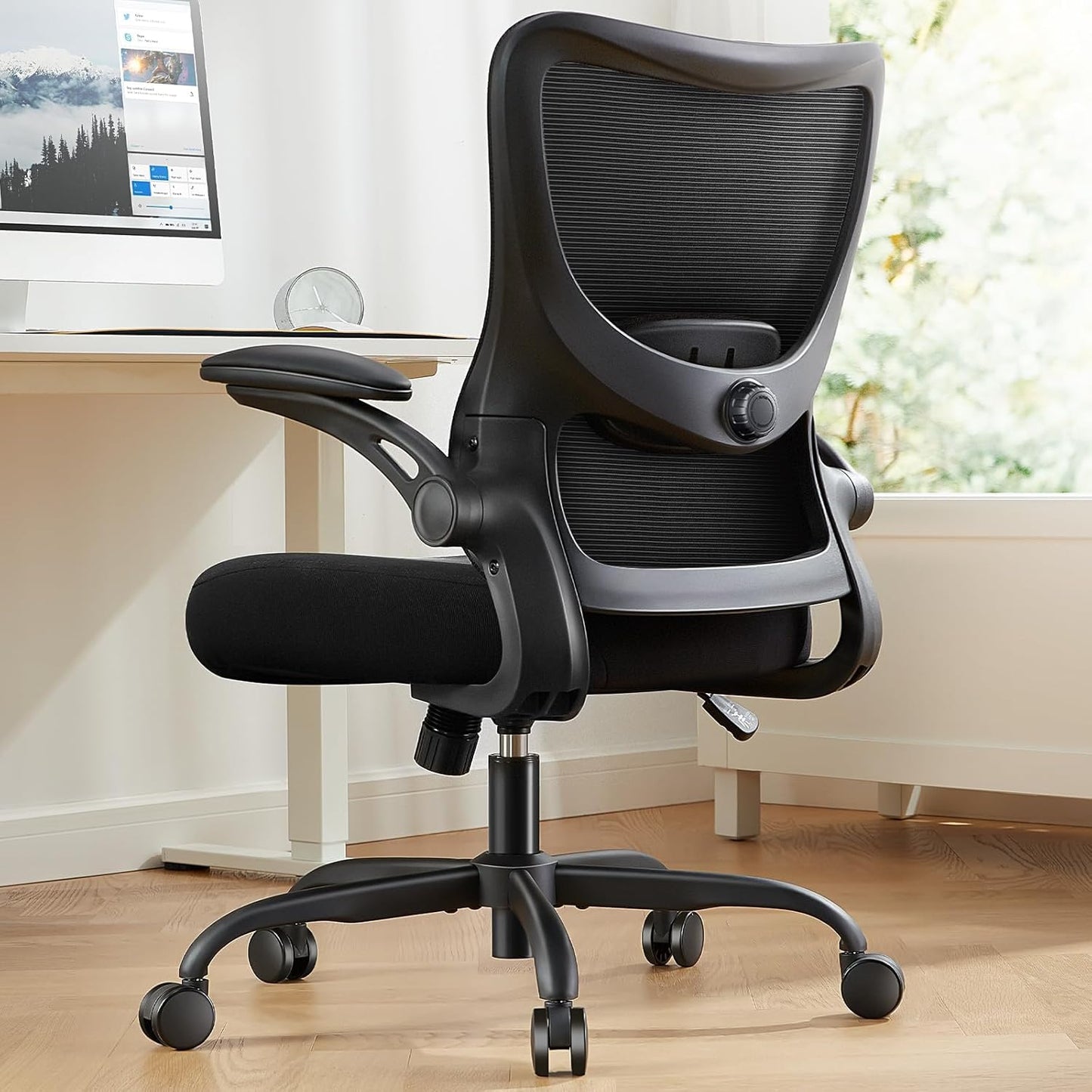 Marsail Ergonomic Mesh Office Chair: Mesh Computer Desk Chair with Adjustable Lumbar Support, 2D Headrest & Up and Down Armrest, Ergonomic Gaming Chair for Home Office, Black