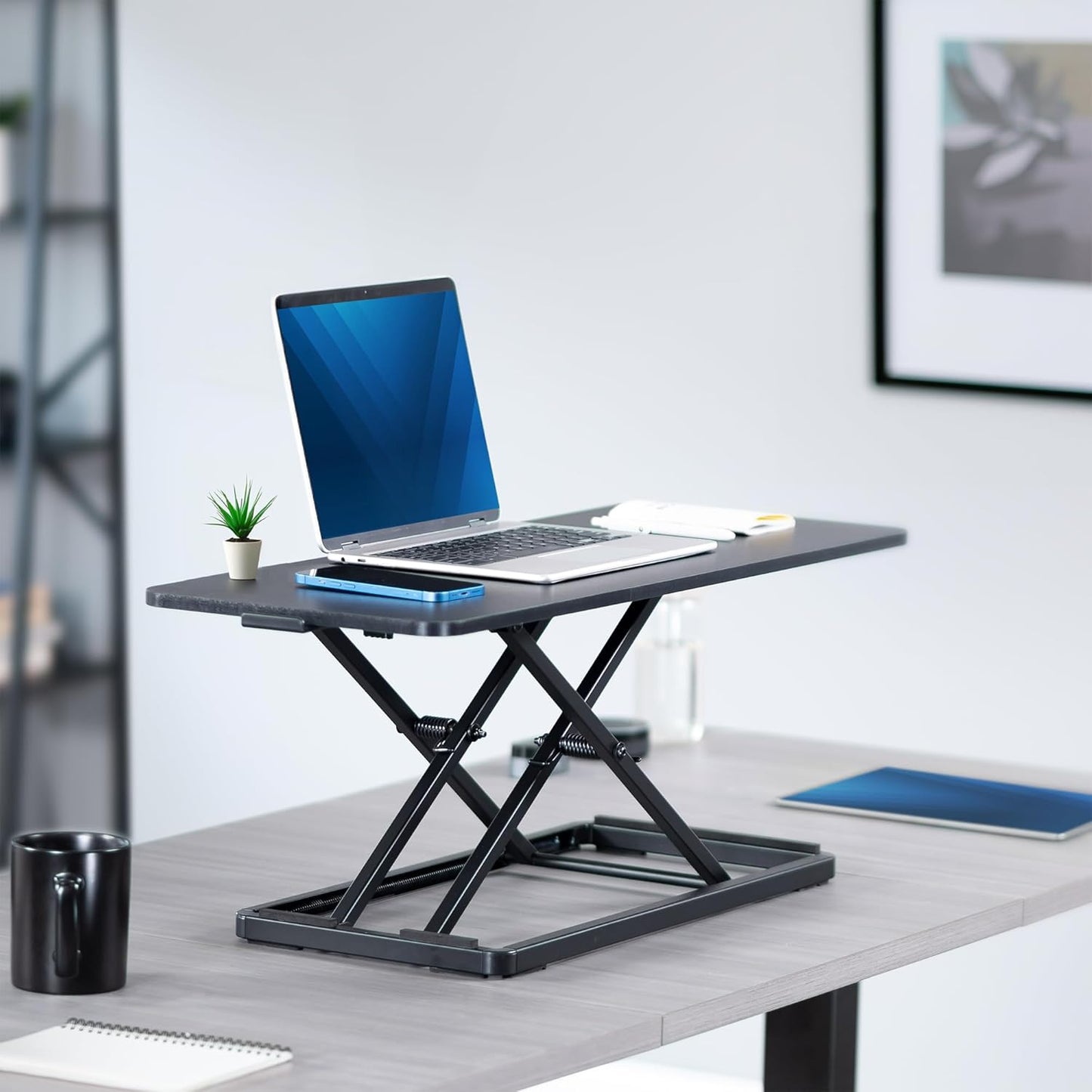 VIVO Single Top 30 inch Scissors Lift Keyboard and Mouse Riser, Height Adjustable Laptop Desk, for Ergonomic Sit Stand Workstations, Black, DESK-V030A