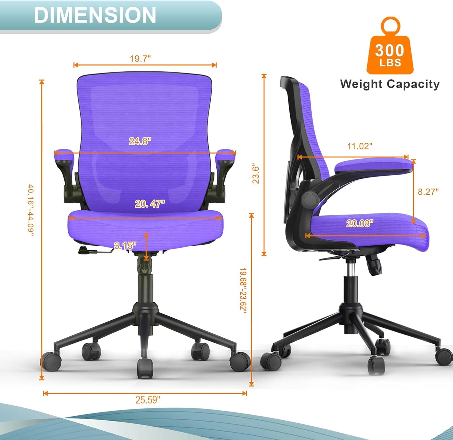 Office Chair, High Back Desk Chair Adjustable Height and Ergonomic Design Home Office Computer Chair Executive Lumbar Support Padded Flip-up Armrest Swivel Task Chair
