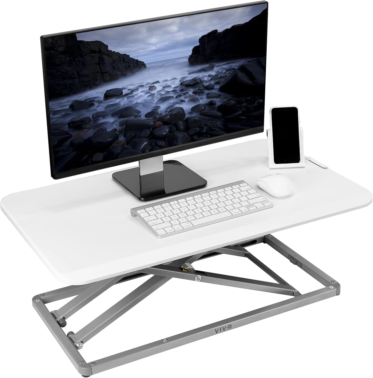 VIVO Economy Single Top Height Adjustable 29 inch Standing Desk Converter, Sit Stand Tabletop Monitor and Laptop Riser Platform Workstation, DESK-V000U