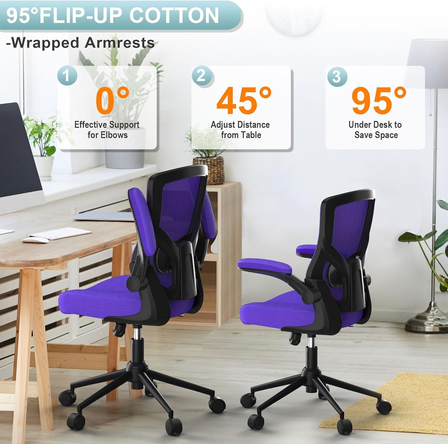 Office Chair, High Back Desk Chair Adjustable Height and Ergonomic Design Home Office Computer Chair Executive Lumbar Support Padded Flip-up Armrest Swivel Task Chair