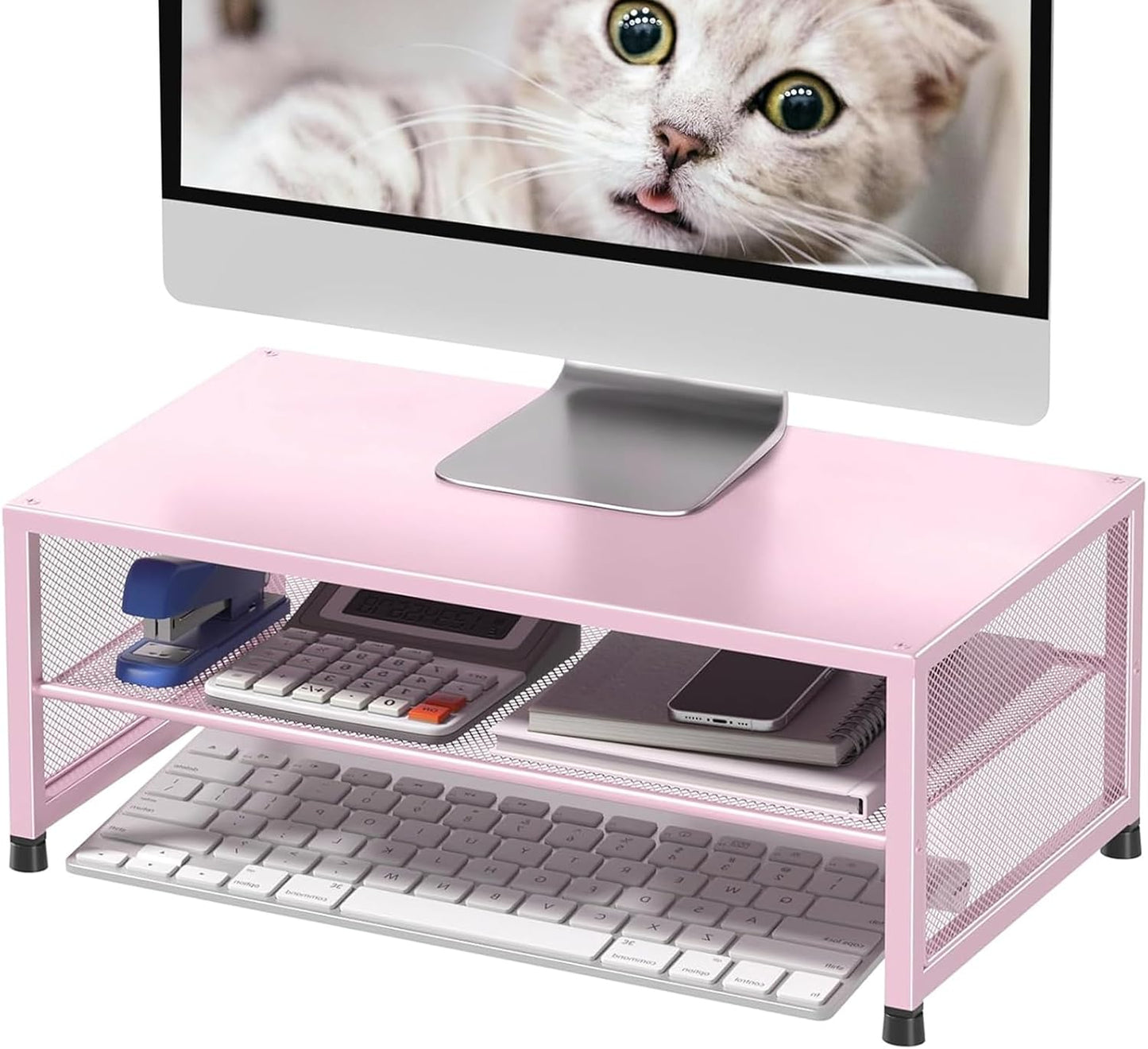 Desk Organizers and Accessories, Computer Monitor Stand Riser, Printer & Laptop Stand, Office Desk Accessories & Desktop Workspace Organizers for Office Supplies (Black)